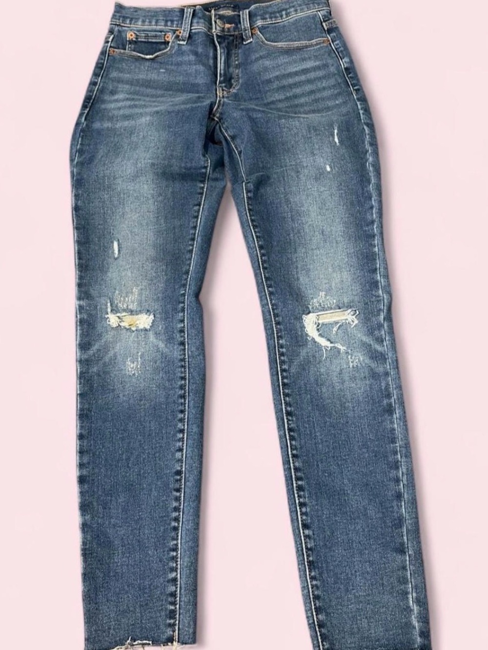 Lucky Brand Women's Distressed Skinny Jeans in Blue Denim